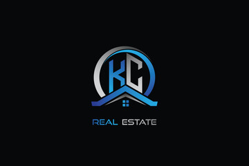 KC real estate letters logo design for construction or house. KC real estate letters logo Vector design