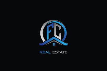FC real estate letters logo design for construction or house. FC real estate letters logo Vector design
