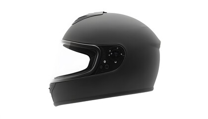 Fototapeta premium Sleek matte black motorcycle helmet with clear visor displayed