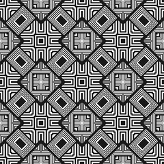 Seamless pattern with complex geometric ornament. Black and white palette. Vector illustration