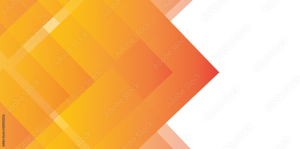 Poster simple withe background. flat withe gradation wavy geometric background. orange geometric triangles 