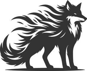 Fototapeta premium A fox standing tall with its fur bristling in rage vector