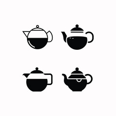 Minimalist vector icon of a teapot in silhouette style