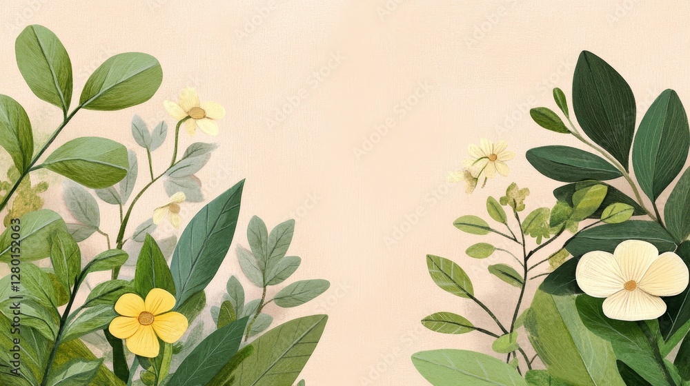 Poster elegant floral frame template with botanical elements for invitation cards and design with copyspace