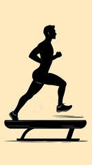 Silhouette runner on a platform, exercise,  athletic background