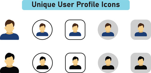 User profile icon set. people, profile, person, sign up button, vector collection.