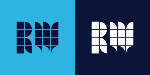 RW logo design with tile shape. Minimalist and modern vector illustration design suitable for business or brand