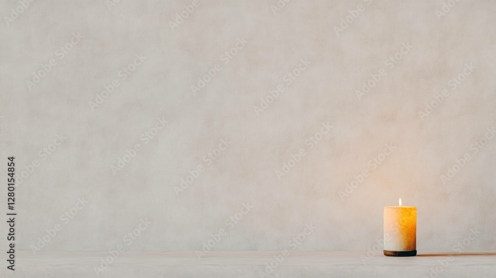 Aufkleber minimalist candle on a simple concrete background, creating a serene and calming atmosphere for rela