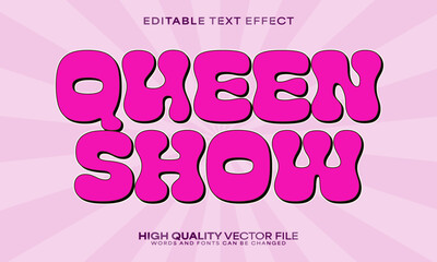 Retro text effect, editable text effect and pink 3d font style bold shadow girl poster design