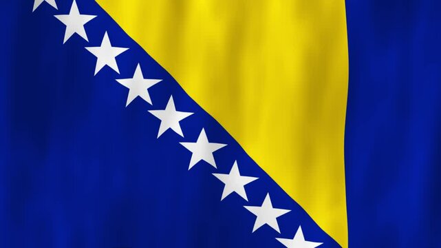 Bosnia and Herzegovina flag country animation 3D symbol design waving in wind movement national patriotism world culture emblem banner Southeast Europe Balkan Peninsula blue yellow white