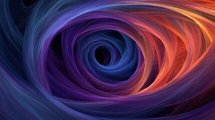 Fototapeta premium A mesmerizing swirl of deep colors, blending purples, blues, and fiery oranges, creating a dynamic, abstract vortex.