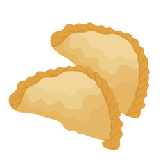 Pastel Cake or Fried Empanada Pastry Snack Illustration Isolated on White Background