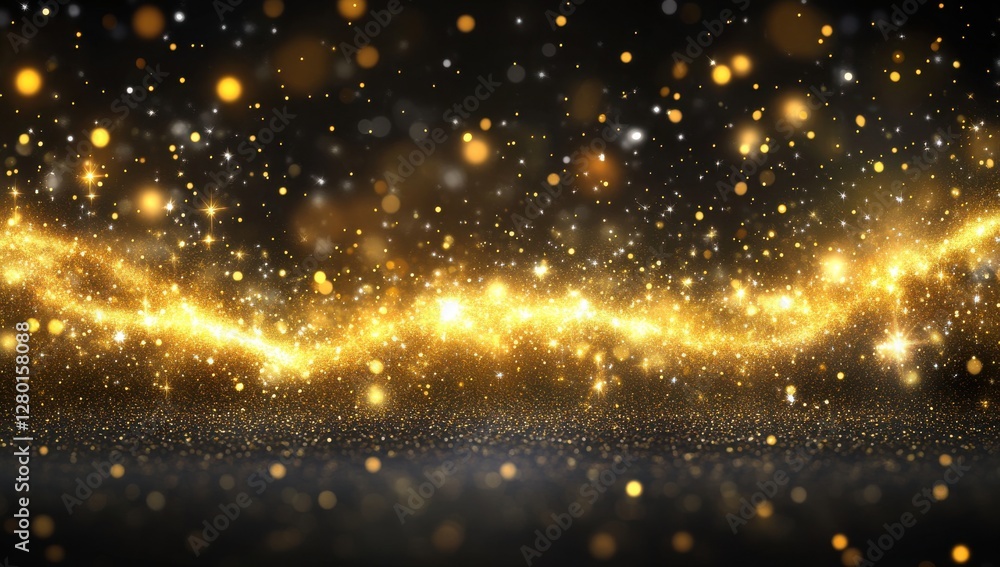 Poster Glimmering and Shimmering Golden Particles Against a Dark Background Creating a Magical and Enchanting Atmosphere for Various Design Projects