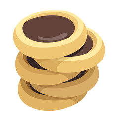 Chocolate Biscuit or Cookies Stack Illustration Isolated on White Background