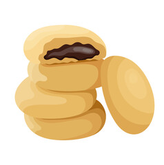 Cookies Filling with Chocolate Sauce Illustration Isolated on White Background