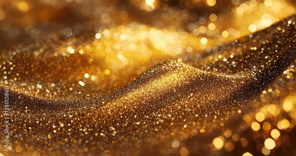 Poster Glimmering Gold Tones with Sparkling Light Reflections Creating an Elegant and Luxurious Visual Experience for Artistic and Commercial Use