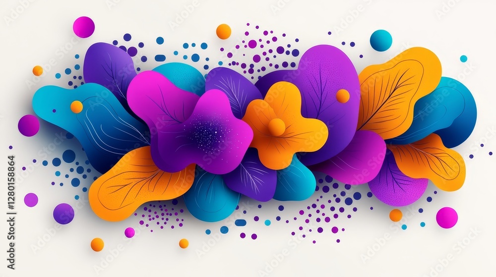 Poster abstract fluid shapes composition with vibrant colors creative digital art background modern graphic