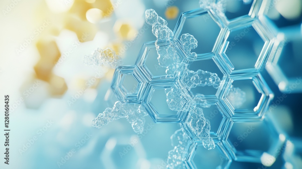 Aufkleber abstract geometric hexagons in futuristic medical and science background – innovative healthcare tec