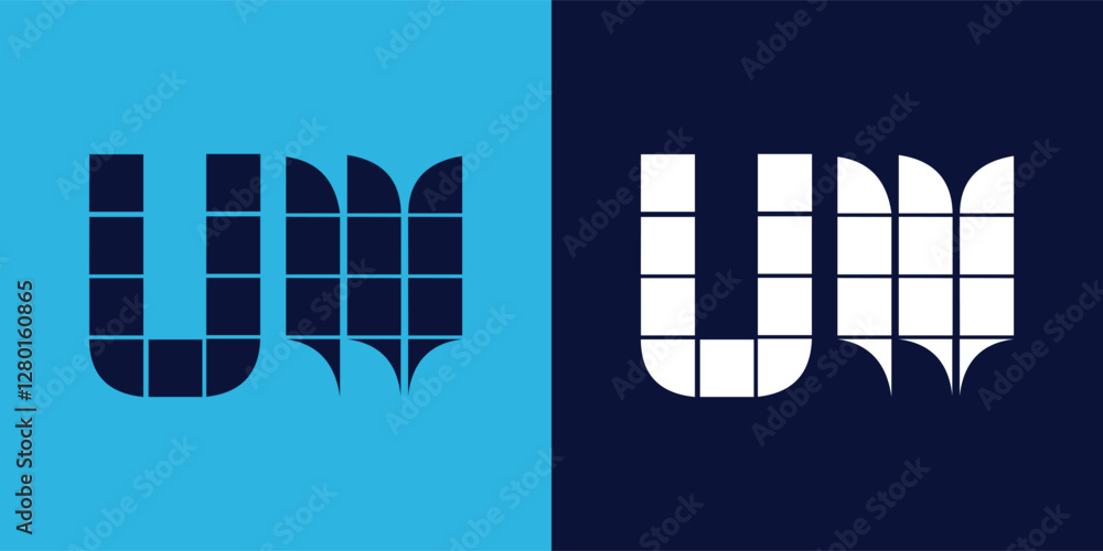 Wall mural UW logo design with tile shape. Minimalist and modern vector illustration design suitable for business or brand