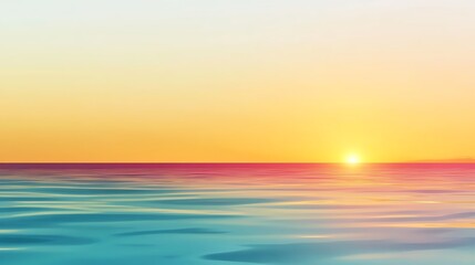 Obraz premium A tranquil scene of a sunset over calm ocean waters, blending warm hues with the cool tones of the sea.