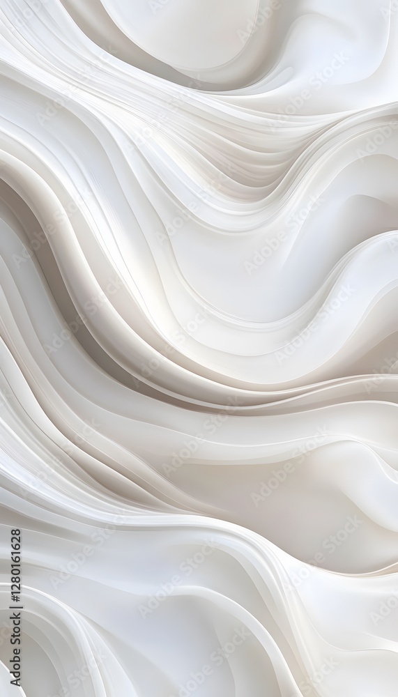 Poster smooth flowing white and grey abstract waves create textures