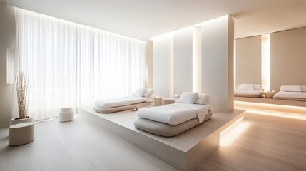 Nerve therapy treatment in a minimalist wellness clinic. Featuring relaxation and healing