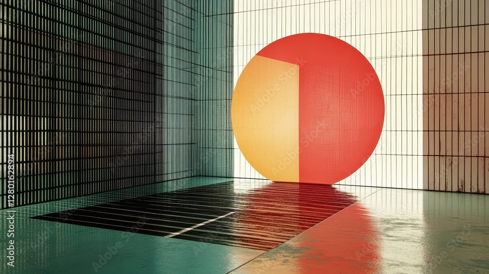 Poster abstract composition with geometric shapes and textured effect evoking minimalist artwork and modern