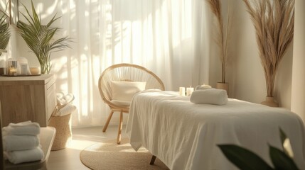 Nerve therapy treatment in a minimalist wellness room with a therapist. Featuring healing and stress relief