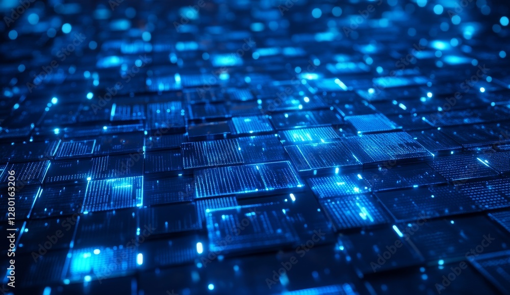 Aufkleber futuristic digital grid network abstract