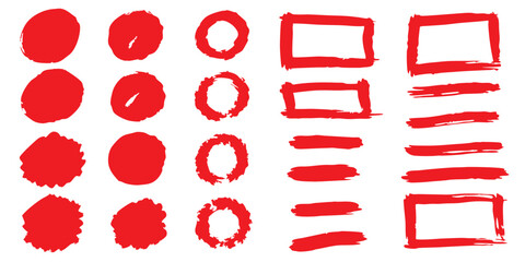 vector artwork features various hand-drawn elements such as red vector underlines, marker lines, squiggles, waves, circles, boxes, pen strokes, scratches, swishes, paint strokes, scribbles, and grunge