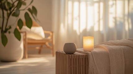 Nerve therapy treatment in a minimalist wellness room. Featuring healing and recovery