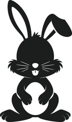 Cute Easter Bunny Silhouette Vector – Black Cartoon Rabbit Illustration
