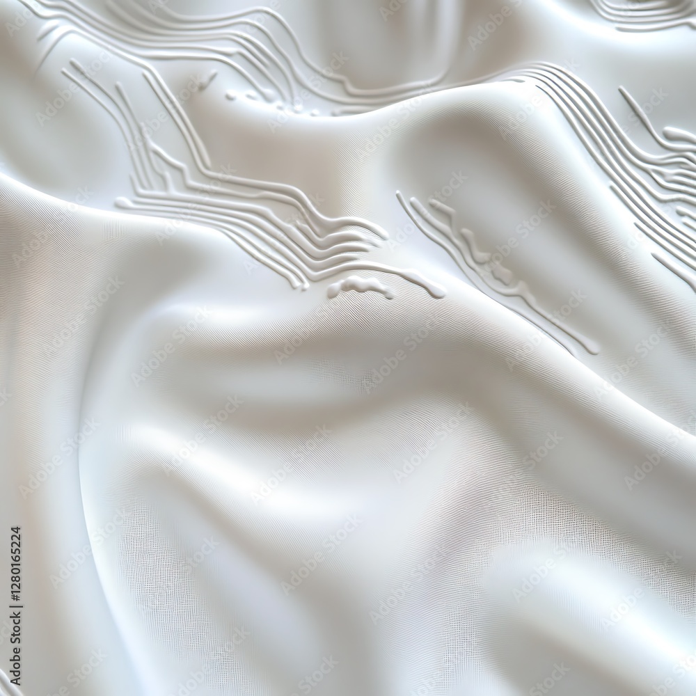Aufkleber abstract white fabric texture with draped folds and intricate lines