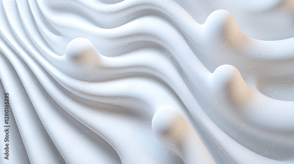 Poster abstract image of flowing white fabric with soft, organic shapes and subtle light variations. the te