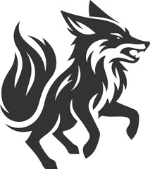 A fox growling, its stance aggressive vector animal silhouette