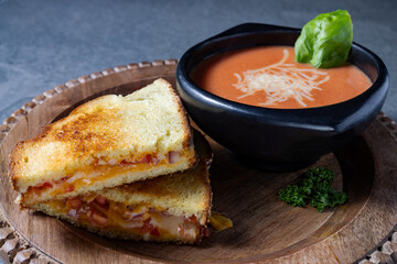 Grilled Cheese Sandwiches with Hot Tomato Soup