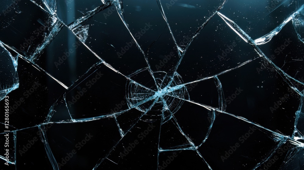 Aufkleber a realistic broken glass background with crisp, sharp lines and shattered patterns forming a web-lik
