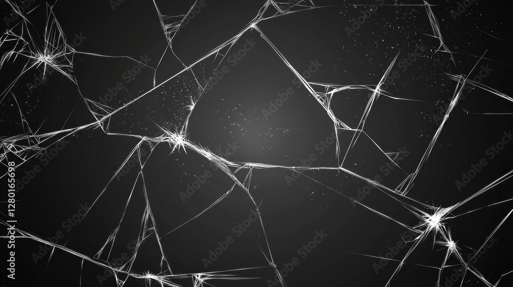 Aufkleber a realistic broken glass background with crisp, sharp lines and shattered patterns forming a web-lik