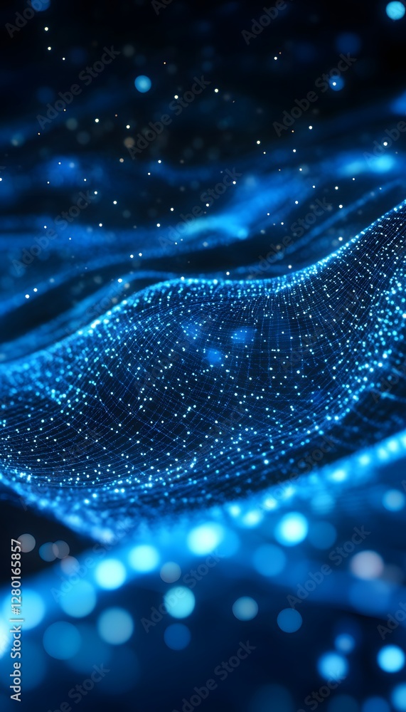 Poster beautiful abstract image showing interconnected network of glowing lights
