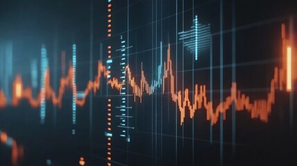 Abstract digital waveform visualization with vibrant colors representing data fluctuations
