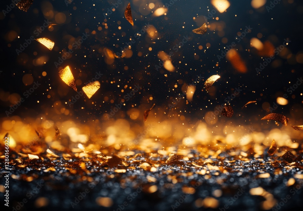 Aufkleber golden particles floating in dynamic motion, creating an enchanting atmosphere of light and illumina