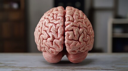 Futuristic 3d human brain model with glowing neural connections on abstract science and technology background, artificial intelligence, neuroscience, and medical research concept


