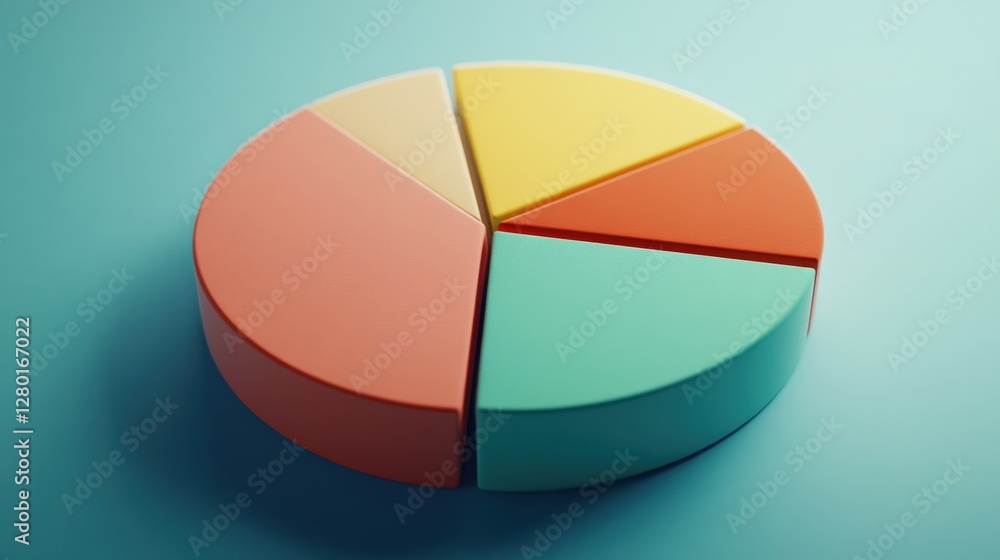 Aufkleber colorful pie chart on a soft blue background illustrating data distribution in a modern design