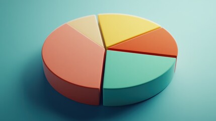Colorful pie chart on a soft blue background illustrating data distribution in a modern design