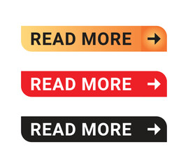 Read more buttons collection with arrow and  cursor pointer. Gradient button with shadow. Set of digital web buttons. 