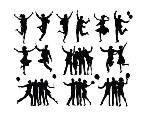 Fototapeta premium Group People Dancing and Cheers Silhouette Collection