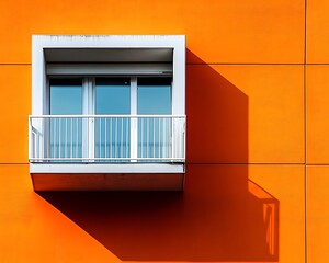 Modern Balcony Orange Building Shadow
