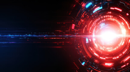 Obraz premium Futuristic digital abstract design with glowing red and blue elements
