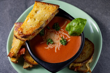 Grilled Cheese Sandwiches with Hot Tomato Soup