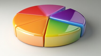 Obraz premium Colorful pie chart representation on a smooth surface, illustrating data segmentation and analysis